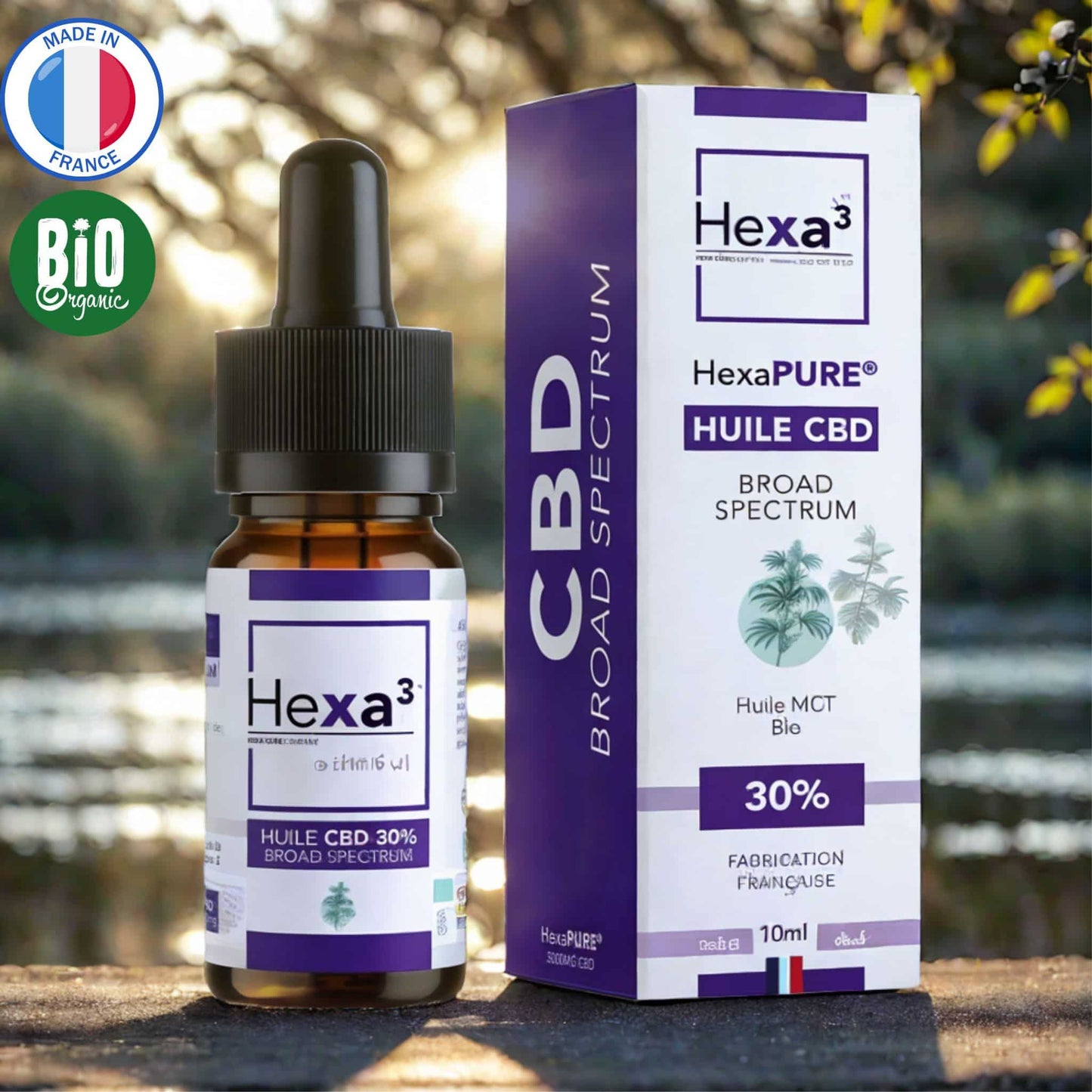 Huile CBD 30 % Broad Spectrum, 10 ml, bio, THC < 0,3 %, France.