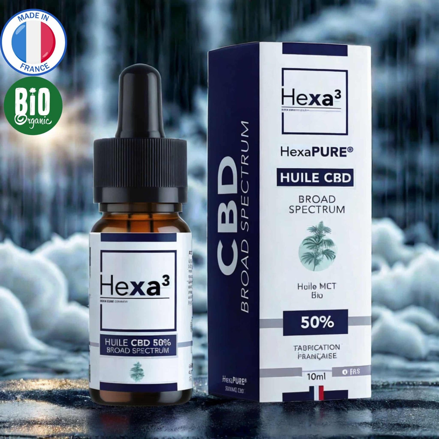 Huile CBD 50 % Broad Spectrum, 10 ml, bio, France, haute concentration.