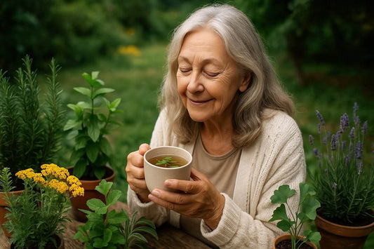 Grand-mère partageant ses remèdes naturels traditionnels pour la circulation sanguine dans une ambiance chaleureuse
